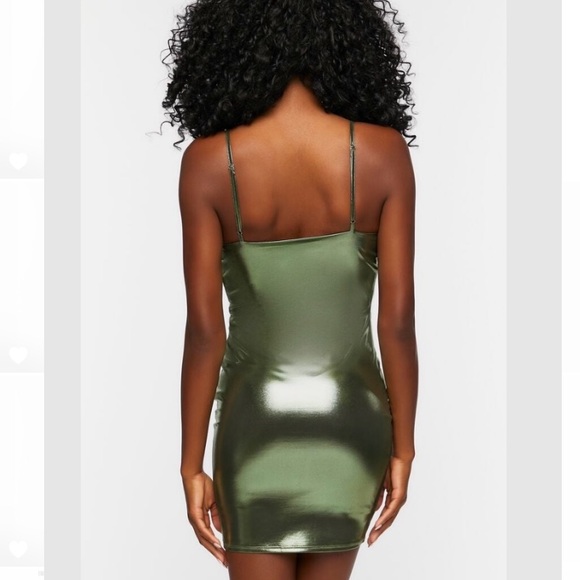 Like New Metallic Green Drape Bodycon Dress Small - Picture 2 of 5